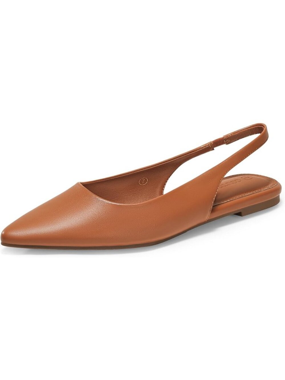 Coutgo Women's Brown Faux Leather Pointed Toe Slingback Flats Slip On Shoes